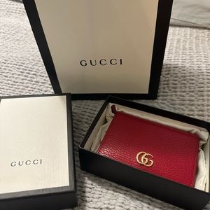 Gucci Red Leather Card Wallet